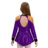 Girls Circus Magician Costume Long Sleeve Sequin Bodysuit with Fringe Epaulets and Sparkle Tassels for Carnival Themed Performances
