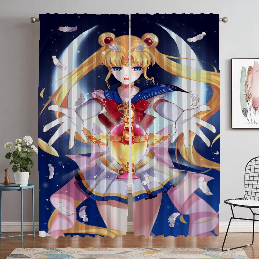 

Современные шторы для гостиной, 2 шт., Сейлор Мун, 1 штора для спальни, украшение на Хэллоуин, оконные шторы, перегородка W50xH70cmx2pcs-CL