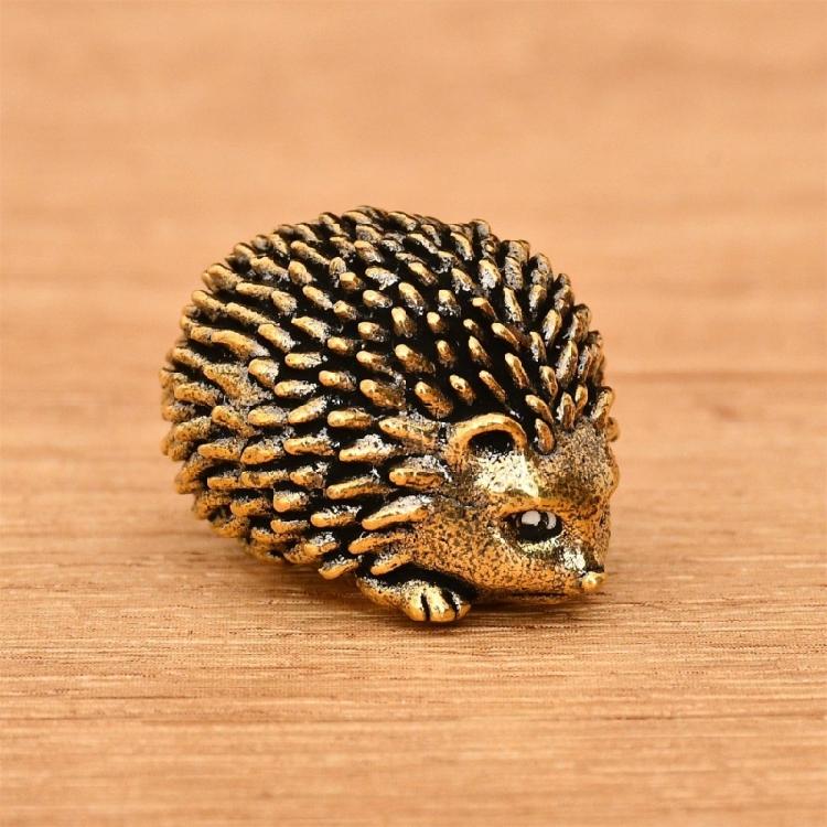 Brass Hedgehog Sculpture Miniature Animal Figurine Antique Metal Ornament Lucky Fengshuis Statue Desktop Decors Gift