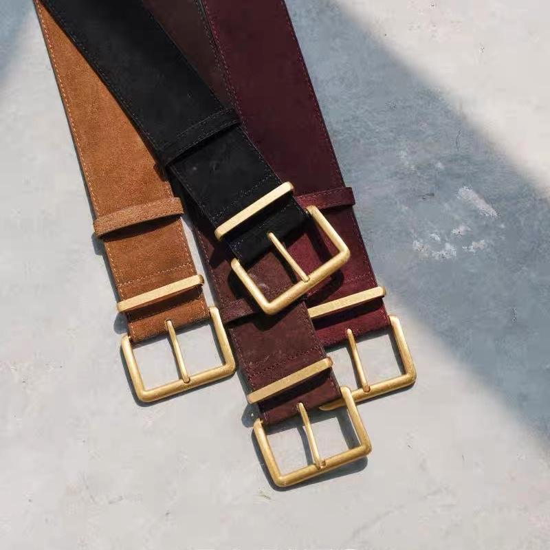 Velvet Matte Leather Women'S Belt Cowhide With Suit Coat Jacket Decoration Women'S Super Wide Premium Belt