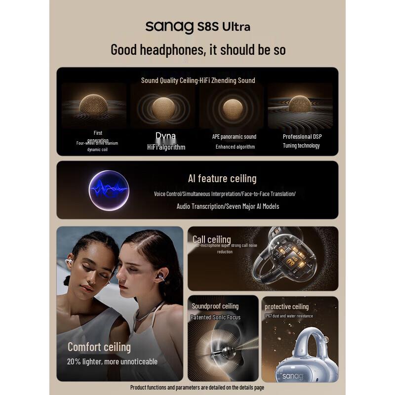 SANAG S8S Ultra Open-Ear AI Sport Bluetooth Headset