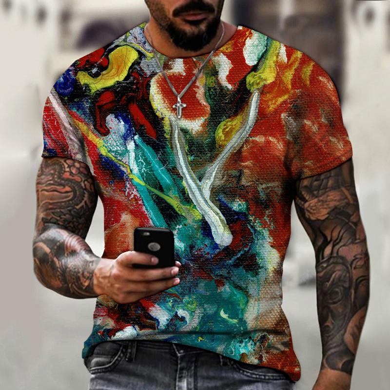 Street Art Graffiti 3D Harajuku Print Men's Women's Summer Crewneck Short Sleeve Fashion Casual T-shirt Tops Hip Hop Personality