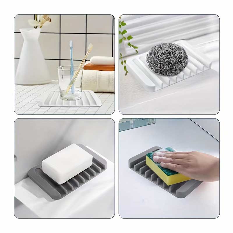 1-Confezione gratuita Punch Soap Box Silicone Drenante Portasapone Creativo Cucina Bagno Ripiano Antiscivolo Mensola