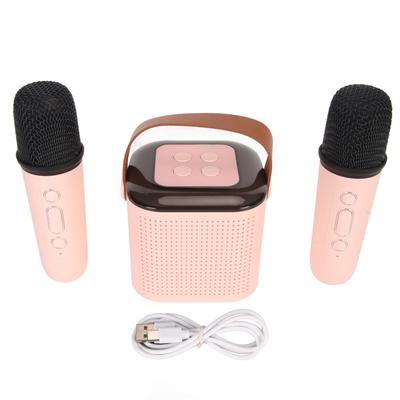 Mini Maszyna do Karaoke Stereo Przenośny Głośnik Bluetooth ze Światłem RGB z 2 Bezprzewodowymi Mikrofonami dla