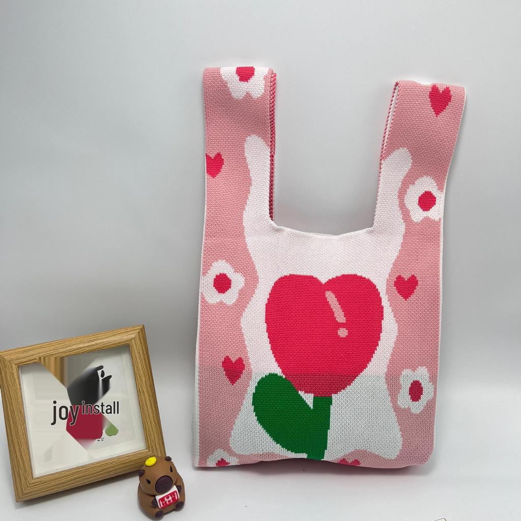 Festive Knitted Wedding Souvenir Candy Wristlet Tote Bag