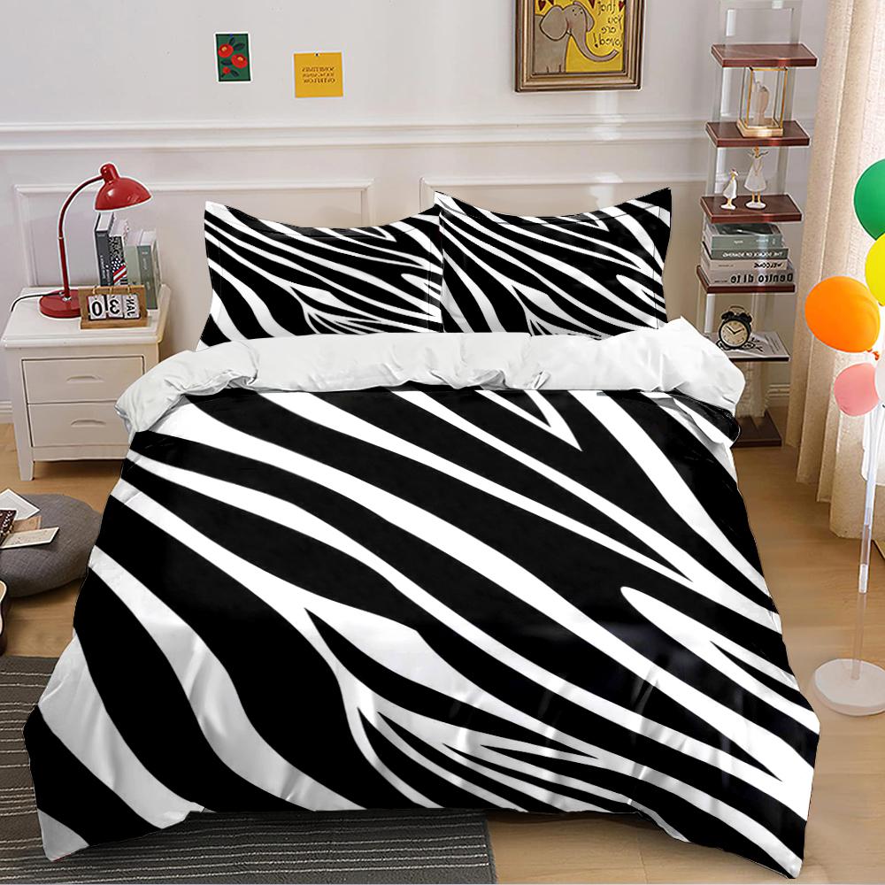 Zebra Stripe Black and White Bedding Set Bedding set (1 duvet cover, 2 pillowcases, duvet not included)