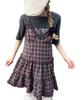 WEGO WC Ruffle Check Camisole Girly and Size Wine Dress, Cute, Women's, F,