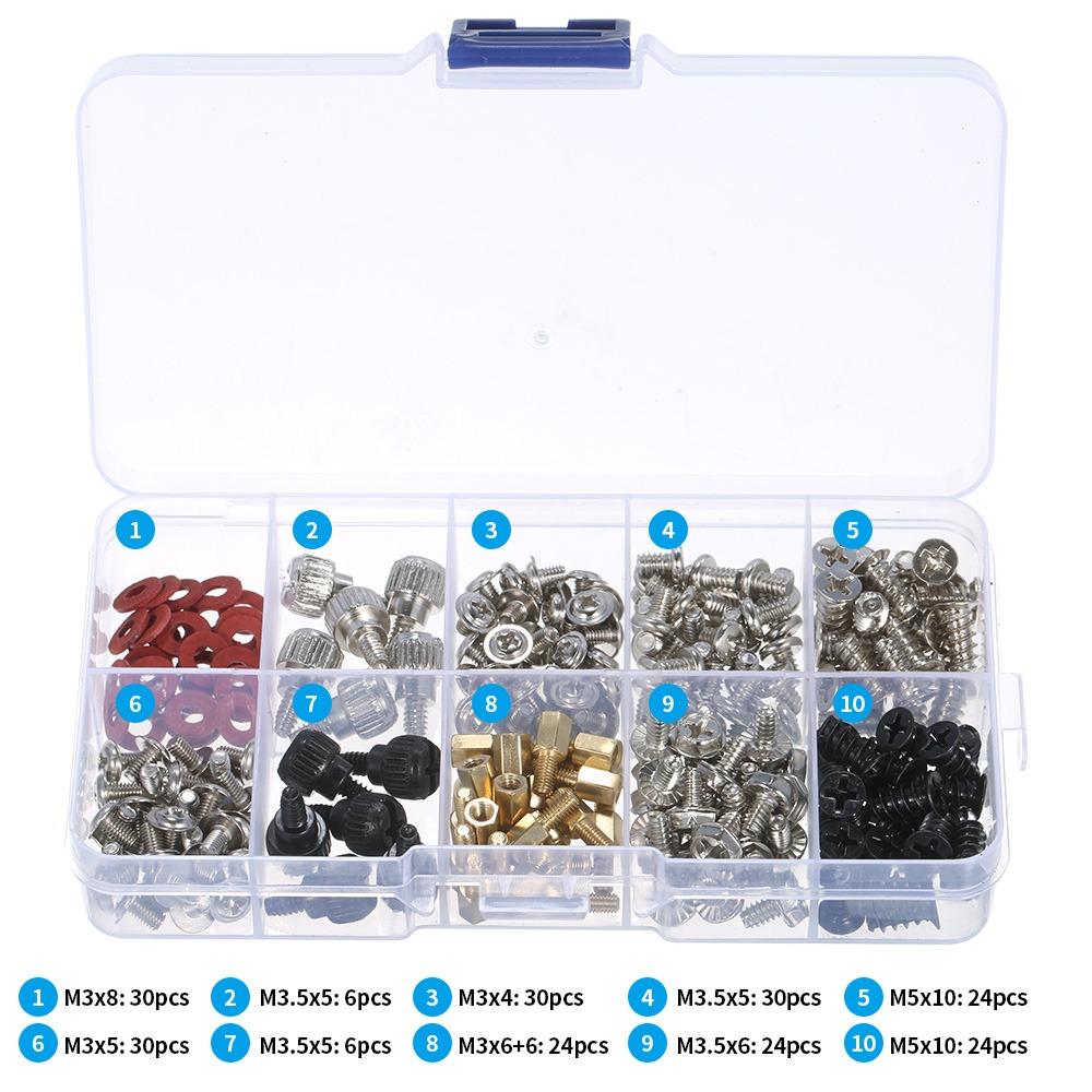 228PCS with Storage Box Computer Screw Kit Sturdy Durable Desktop Computer Maintenance Laptop Screw Standoffs Motherboard Repair