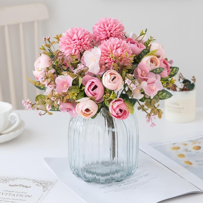 Artificial Flowers Cheaper Tea Rose Buds Diy Candy Box Vase for Home Room Decor Christmas Garland Wedding Bouquet Silk Hydrangea