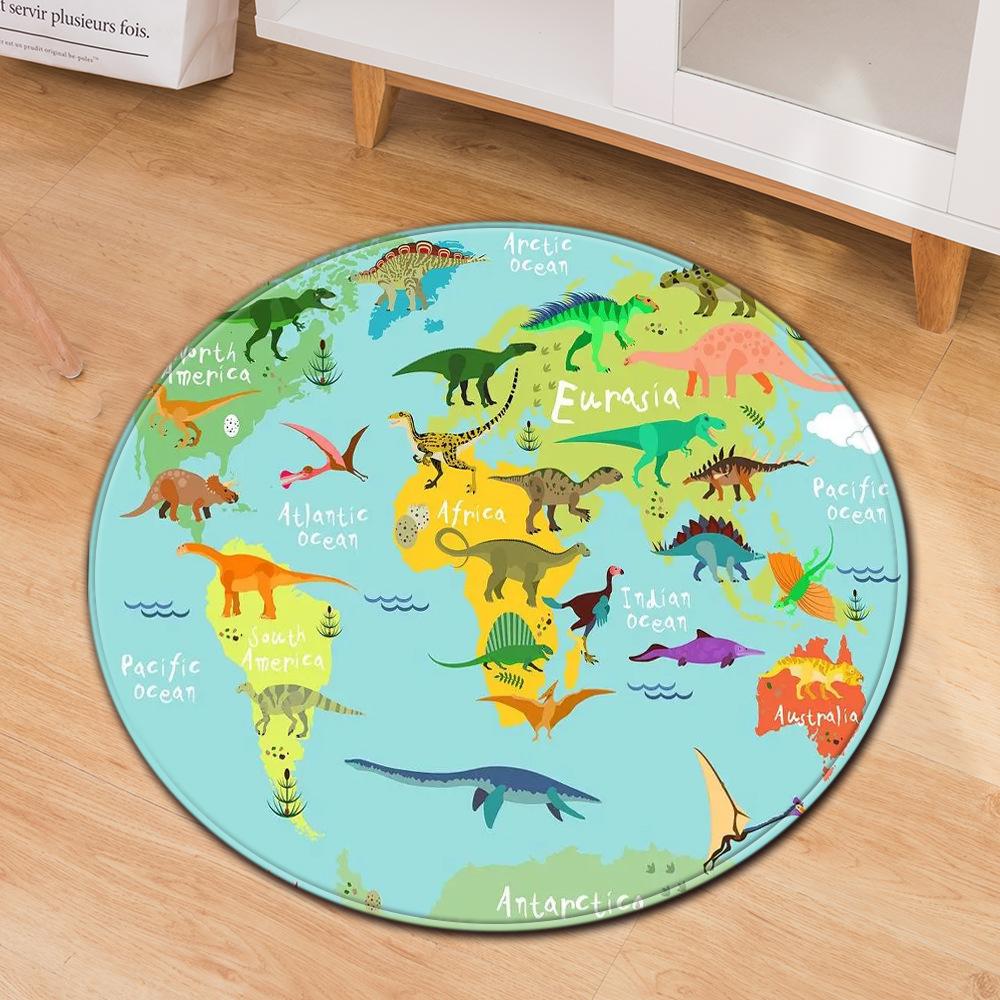Green Plant Cactus Round Carpet Computer Chair Cushion Office Chair Floor Mat Door Mat Foot Mat
