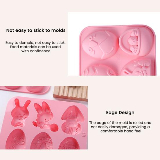 Easter Chocolate Mold Non-Stick Shape Silicone Baking Chocolates Candies Cake Mold Easter Bunny Cupcakes Candy Mold