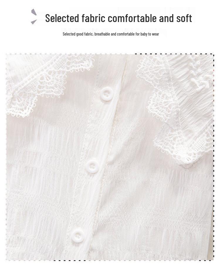 Girls' White Long Sleeve Shirt - Spring/Autumn 2025 Collection for Children