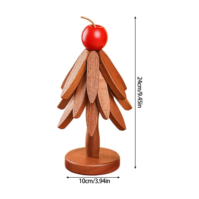 Wooden Stackable Christmas Tree Coasters Heatproof Dining Accessories With Seasonal Decorative Functionality