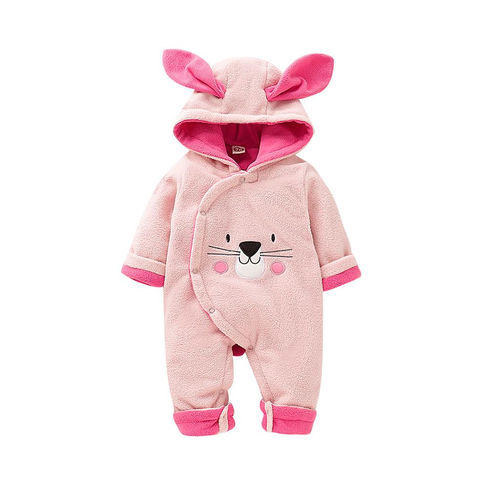 Buy Winter Baby Girl Rompers Long Sleeve Rabbit Pattern Fleece Hooded