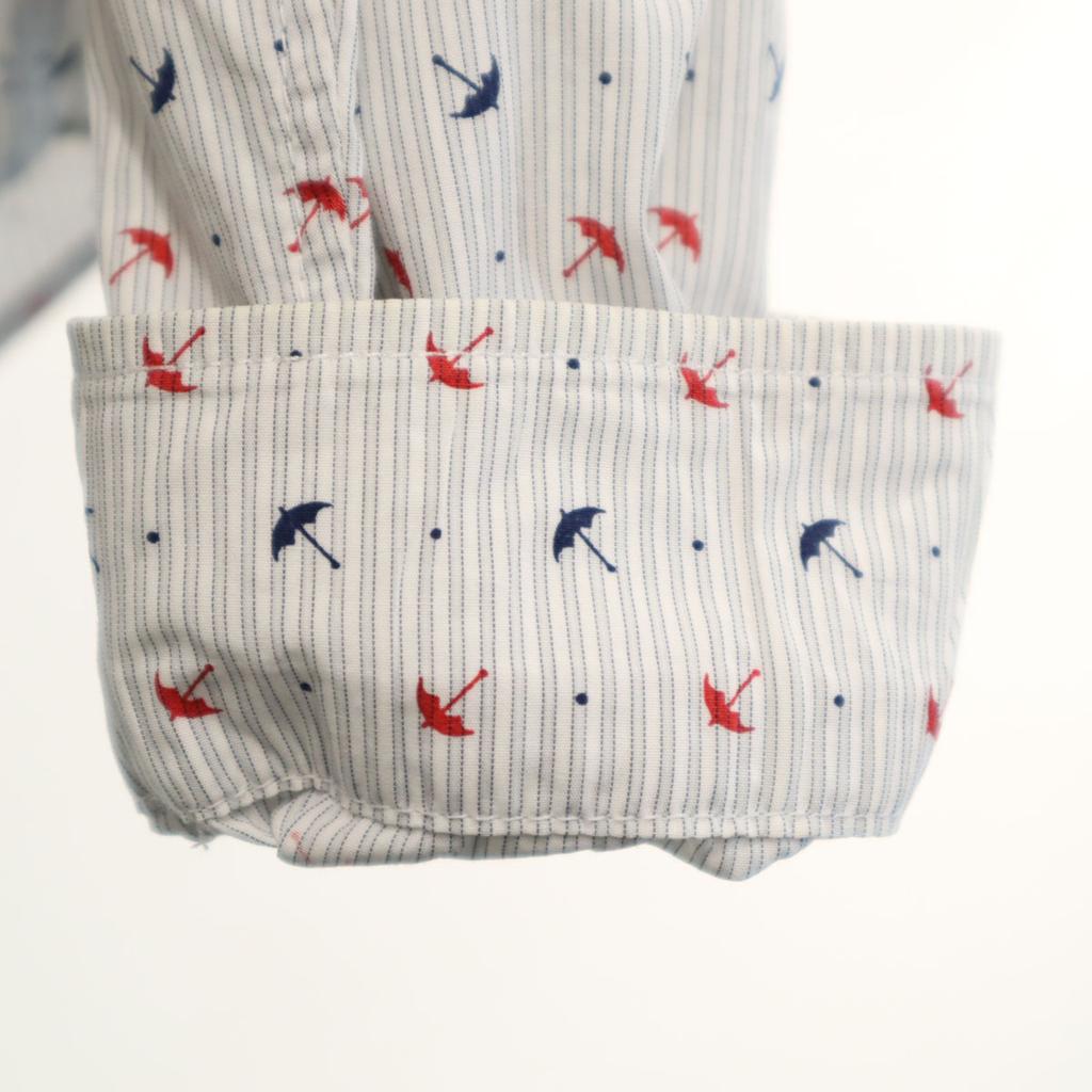 PRADA Striped Umbrella Pattern Long sleeve Cotton shirt 39 gray Men's Used