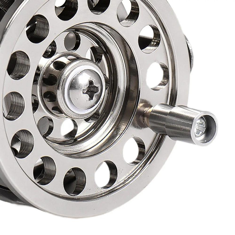 Vollaluminium Eisangelrolle Rechtshand V-Form Fliegenrad 50mm 60mm Fliegen Winterangelrollen Übersetzungsverhältnis 1:1 Für Draußen