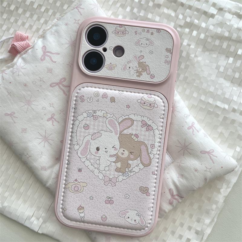 

Korean Plaid Heart Bunny iPhone Case for 17/16ProMax/15/14 Girly Style iPhone 14 Pro Max