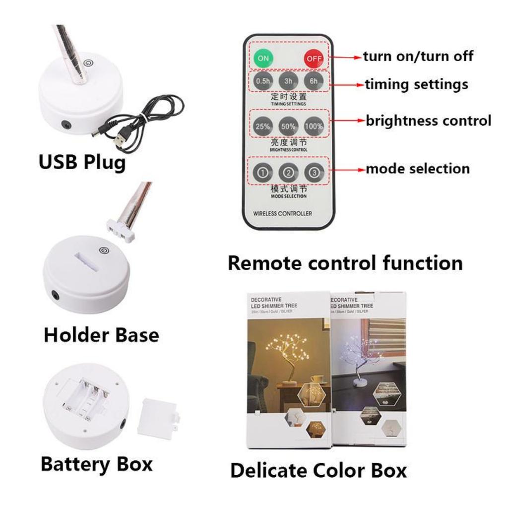 HOMZY LED Night Light Mini Christmas Tree Copper Wire Garland Lamp For Home Kids Bedroom Decor Fairy Lights Luminary Holiday Lighting