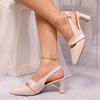 Women Sandals Square Toe High Heels Shoes Brand Woman Shoes 2025 Summer Elegant Dress Chunky Leather Shoes Slippers De Mujer