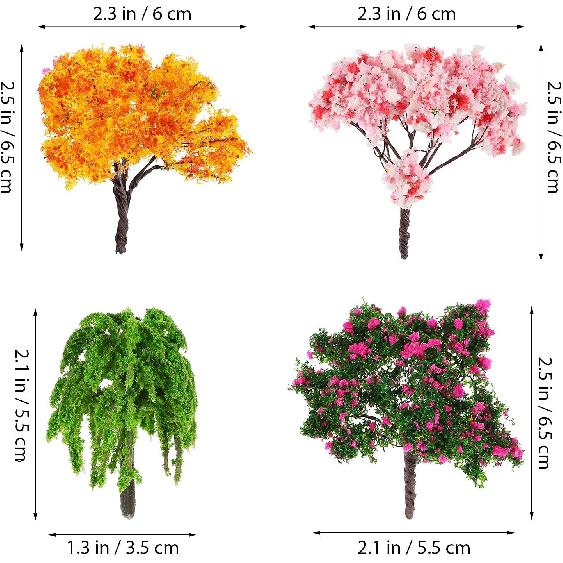 LIOOBO Fairy Garden Tree Plant Ornament: Miniature Garden Accessories, 12pcs Mixed Model Trees 2.1-2.5 Inches for DIY Crafts Micro Landscape Train