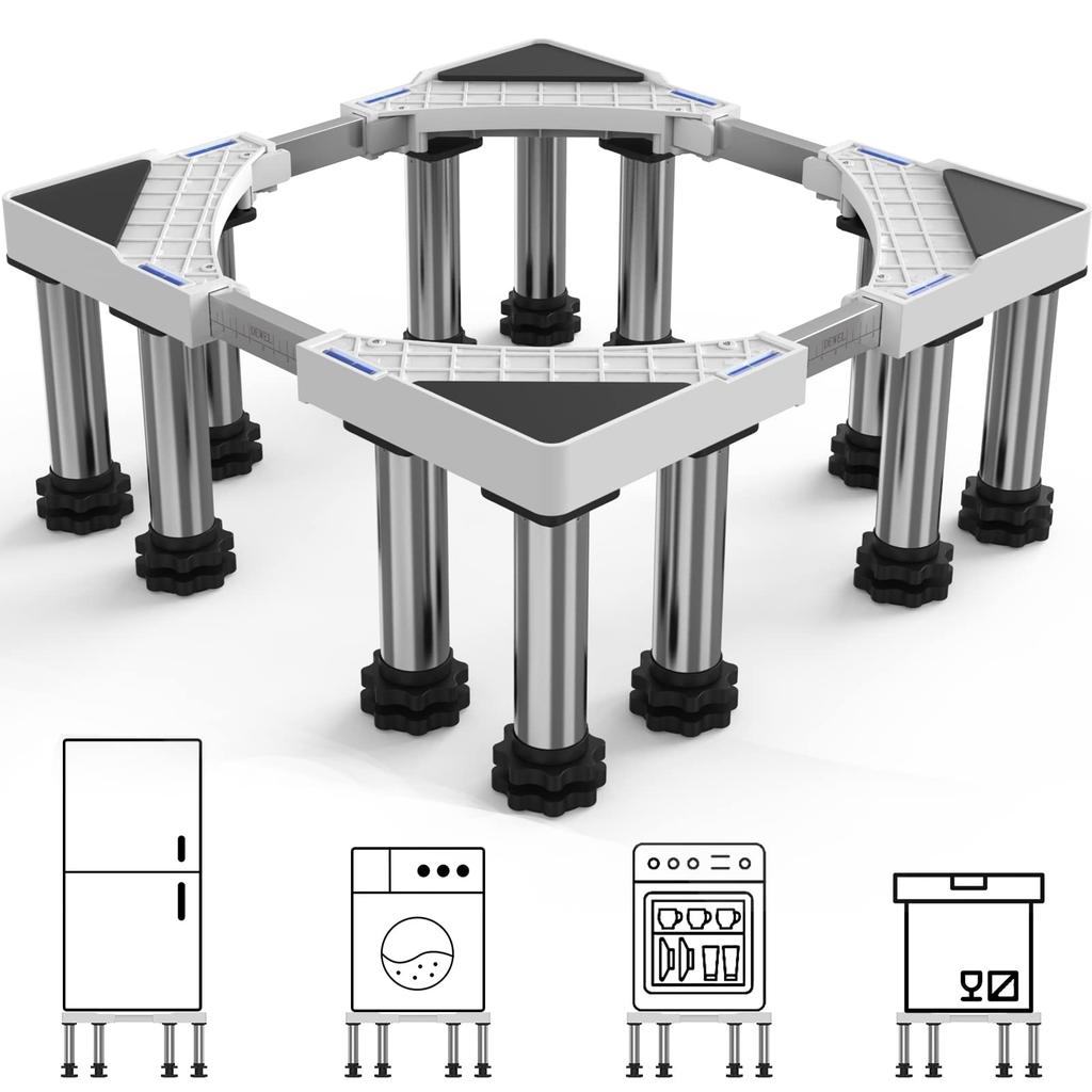 DEWEL Washing Machine Washing Machine Pan Adjustable Height Scale Warranty Stand/Refrigerator Stand, 12-Piece Raiser, Height, Width/Depth 44.5-71cm,