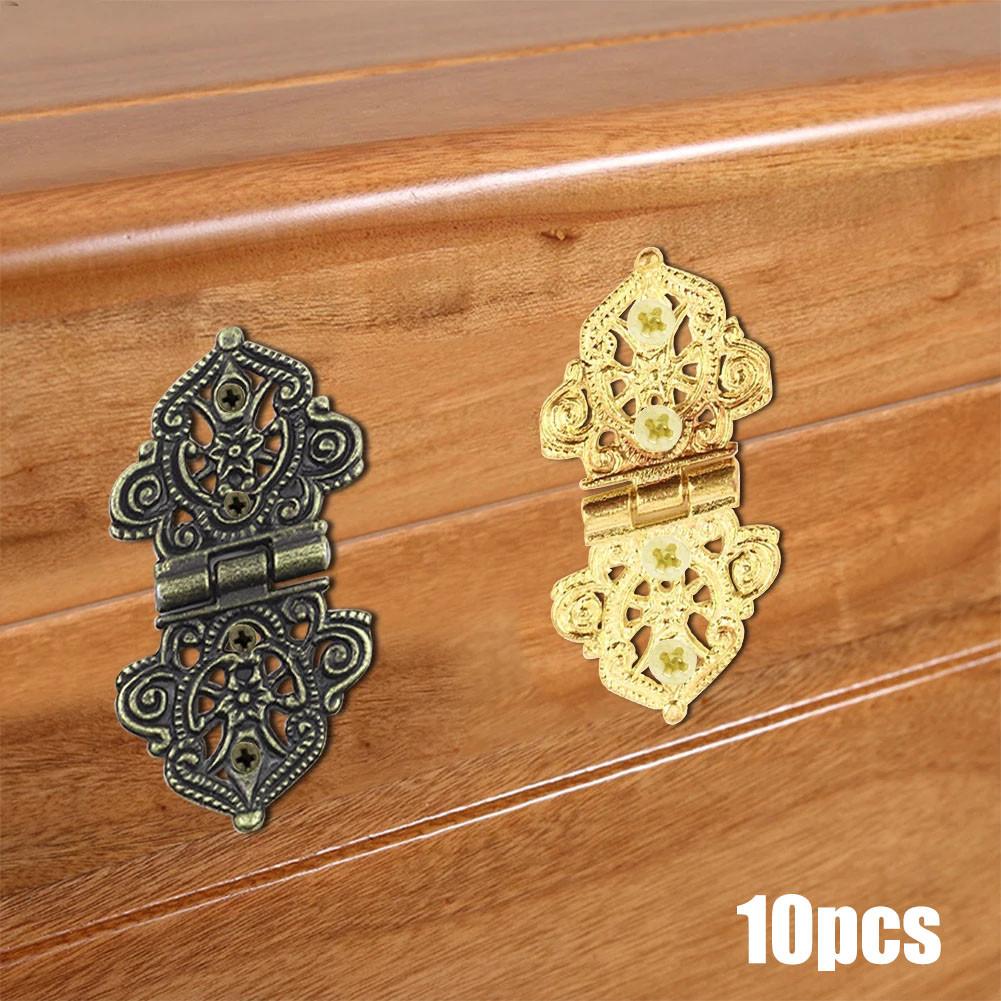10Pcs 53x28mm Antique Decorative Hinges Wood Box Furniture Door Hardware Hot