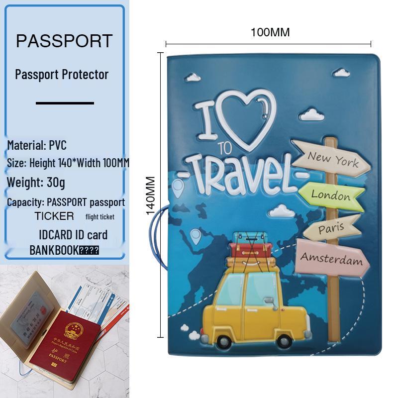Cartoon Map Passport Holder: Travel Document Cover for Couples