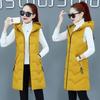 VANGULL Women Cotton Vest Winter Autumn Female Sleeveless Waistcoat Hooded Warm Long Vest Solid Coat