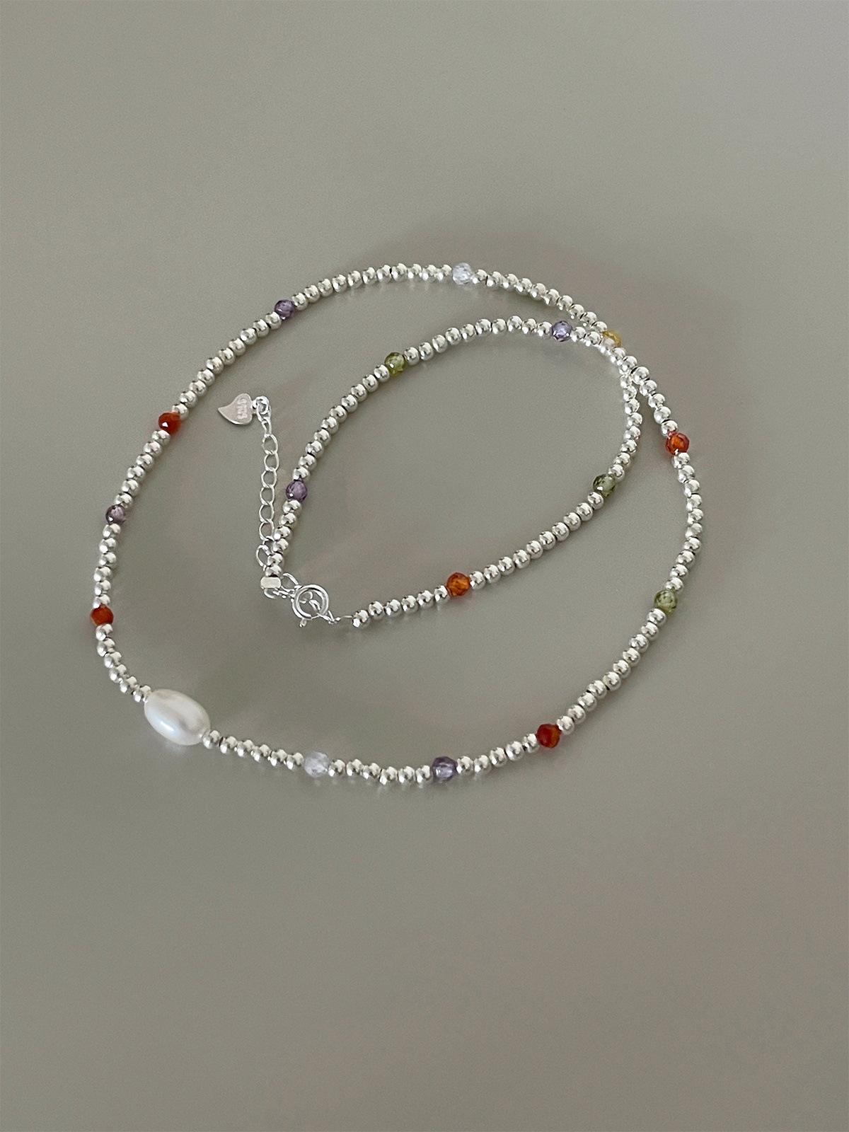 

925 пробы стерлингового серебра круглые бусины сломанный серебряный жемчуг ожерелье женское легкое роскошь нишевая допамин бусинами ключица цепочка осень новинка 925 silver