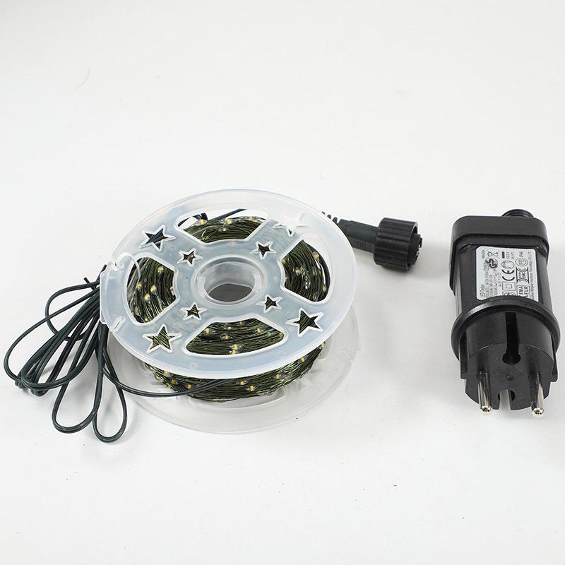 Fjernstyrt juletre LED stjernelys - Grønn ledning, kobberranke, utendørs høytidsdekor