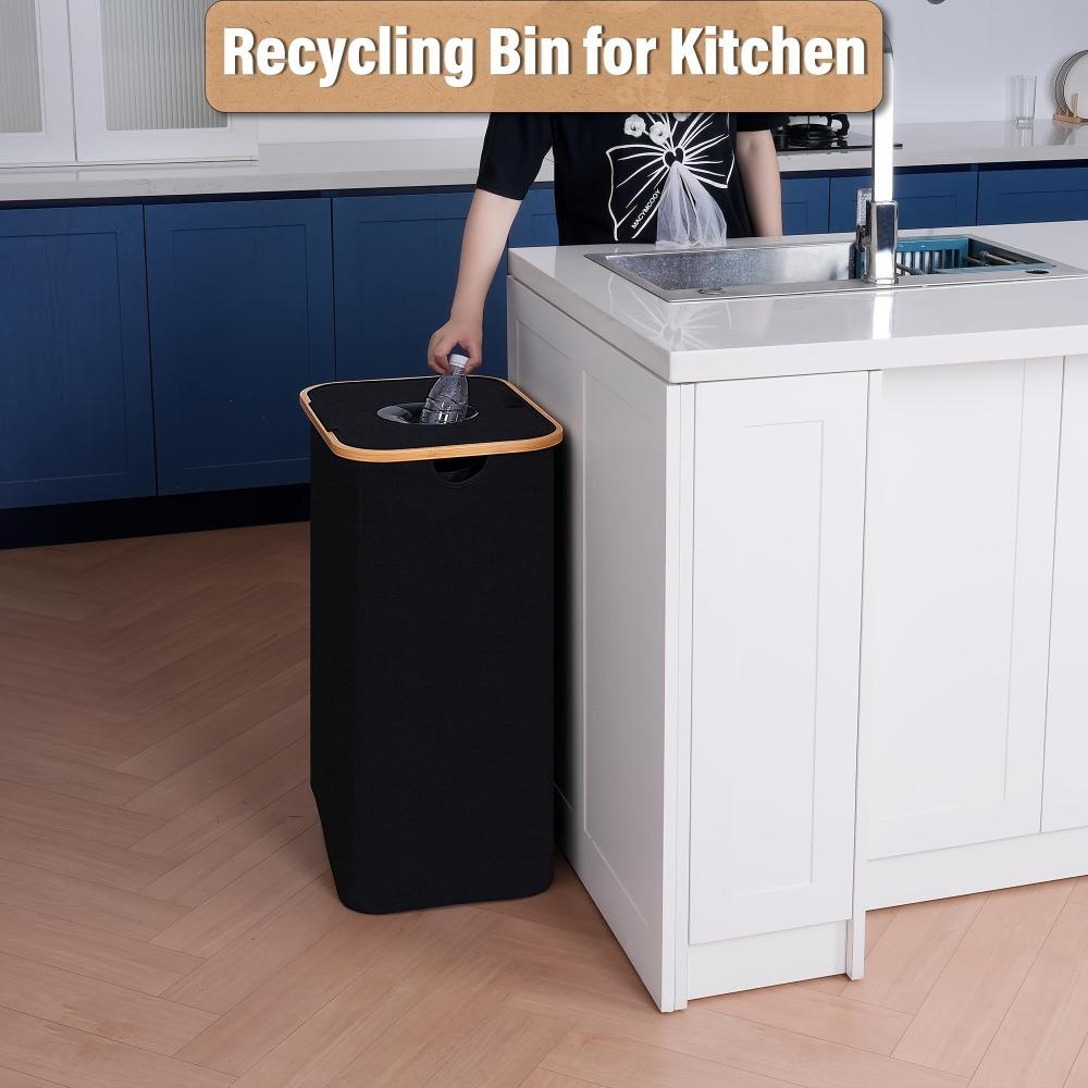 600D Oxford Nylon Indoor Recycling Bin, Foldable & Tear-Resistant, with Top Opening, for Home Use, Recyclable Material, Bottle Collector, Trash Ca