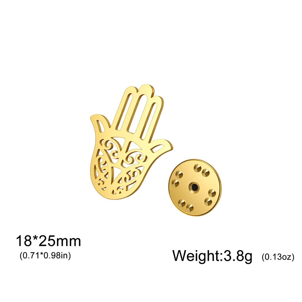 Trend Hollow Hamsa Fatima Hand Metal Pins Stainless Steel Brooch Women Men Suit Backpack Badge Accessories Lucky Jewelry Gifts