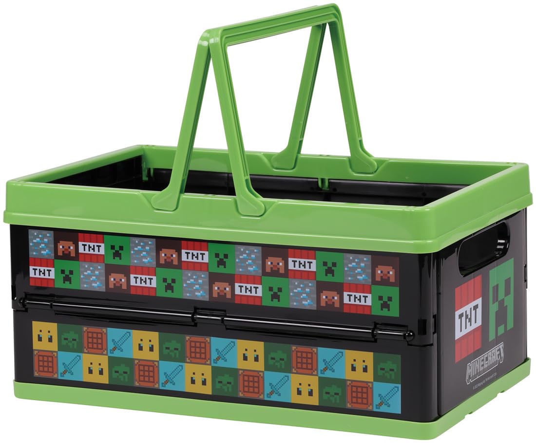 

Skater Storage Box, Foldable Toy Box, Stackable Storage Case, Basket with Handle, Minecraft, for Boys, BWOT13-A