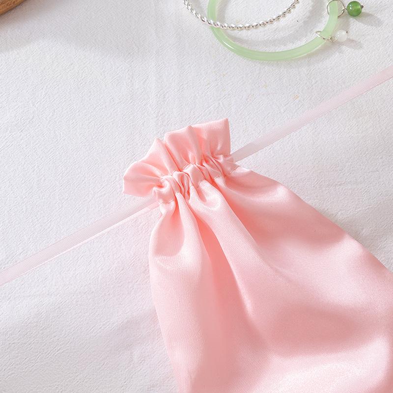 Luxury Satin Drawstring Pouch with Printed Logo - Imitation Silk Design
