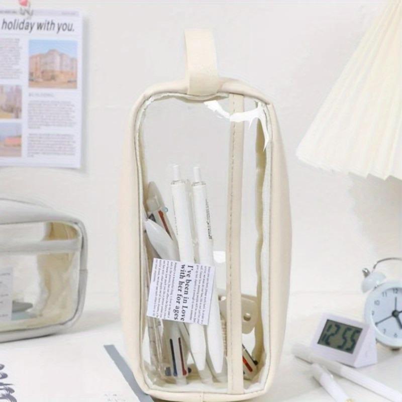1pc Transparent Large Capacity Pencil Bag School Case Stationery Holder Waterproof Portable Pen Case Pencil Storage Bag