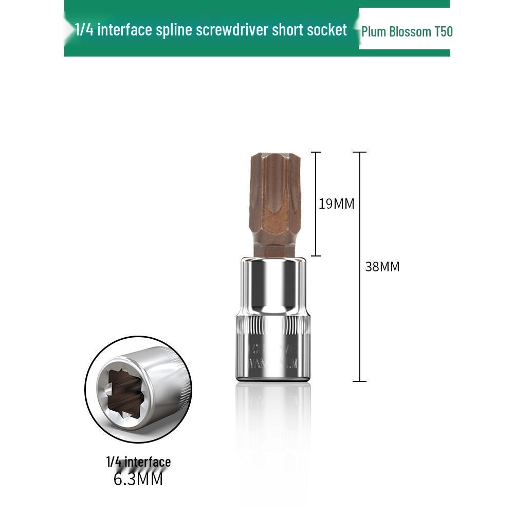 1/4" Small Fly Socket Bit Wrench with T8 Star, Inner Hex, Slotted, Rice Flower, Cross Screwdriver Heads