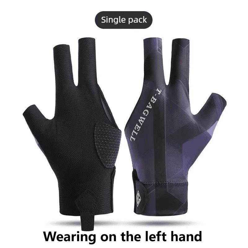 Single Left Hand Three Finger Open Billiard Glove Non Slip Wear Resistant Snooker Pool Training Glove For Smooth Cue Shooting