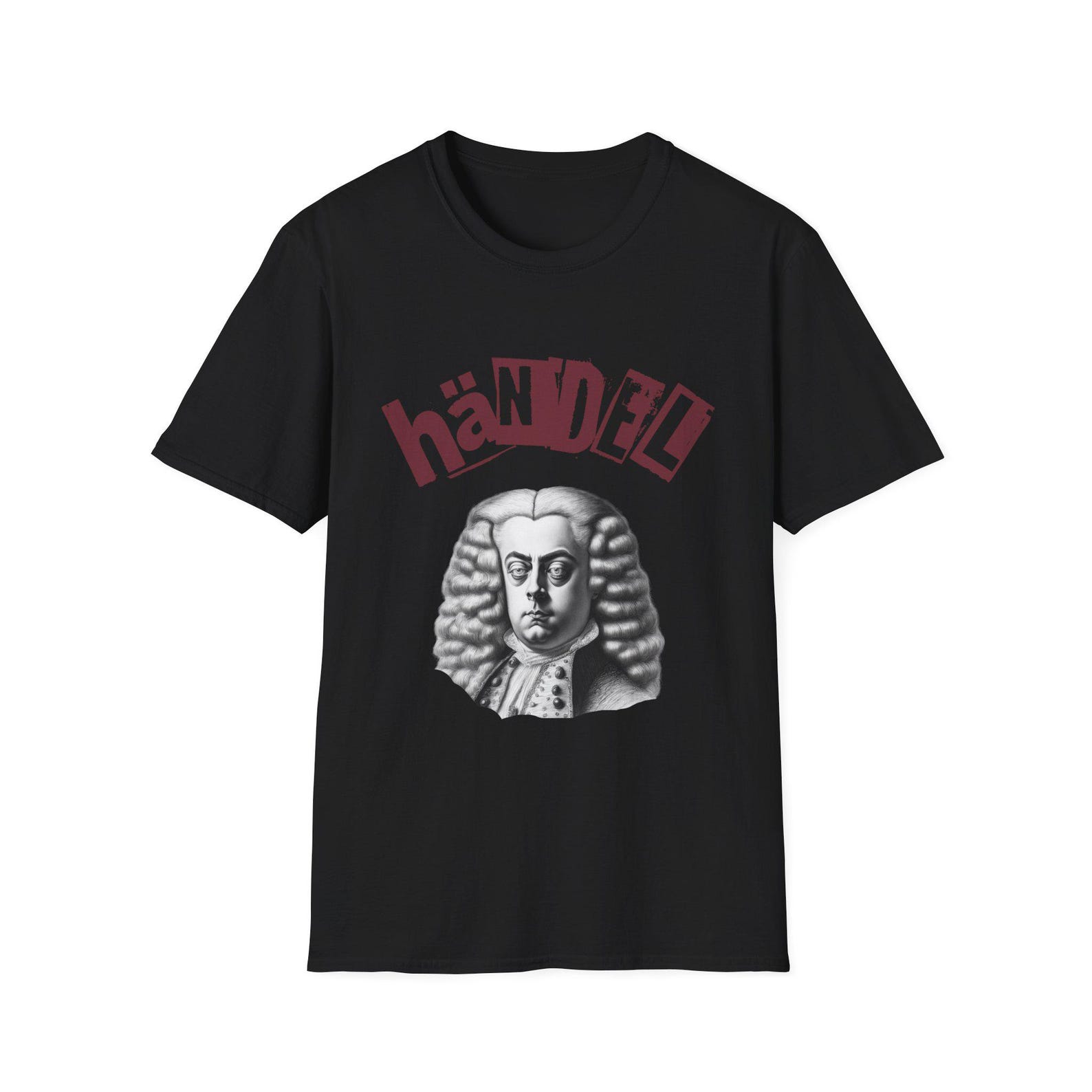 Funny Handel Portrait T-Shirt, Music Lover Gift L