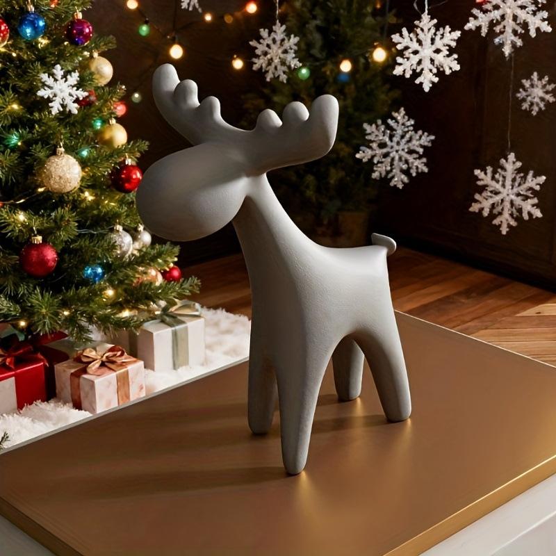 Modern Minimalist Deer Statue Elegant Stag With Large Antlers Cute Animal Decoration For Home Christmas Tree Shelf Birthday Gift