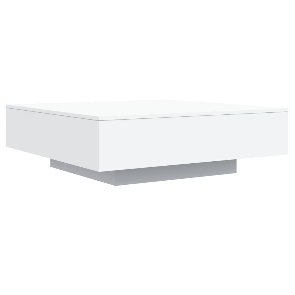 Coffee Table with LED Lighting, White, 100x100x31 Cm