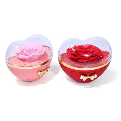 Heart Shaped Preserved Rose Jewelry Box for Necklace Ring Packaging Eternal Soap Flower Gift Box with Drawer and Bag