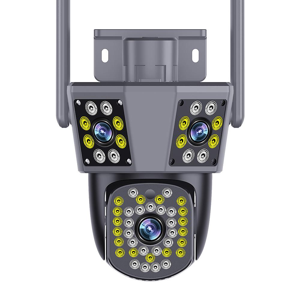 6K 12MP WiFi IP Outdoor Camera with Motion Tracking PTZ 4K Video Three Lens Three Screen Waterproof Security System