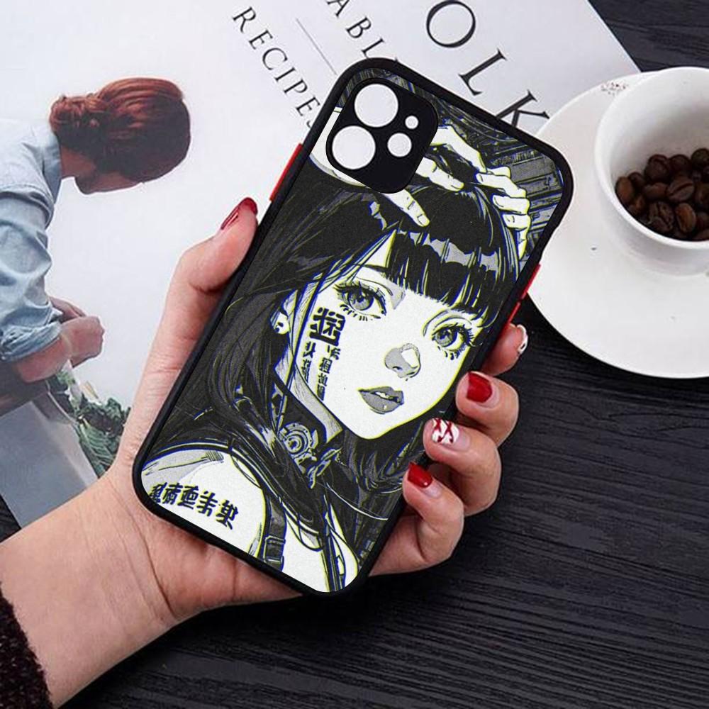 Cute Girl Trend Anime Phone Case For IPhone 14 11 12 13 Mini Pro Max 8 7 Plus X XR XS MAX Translucent Matte Cover