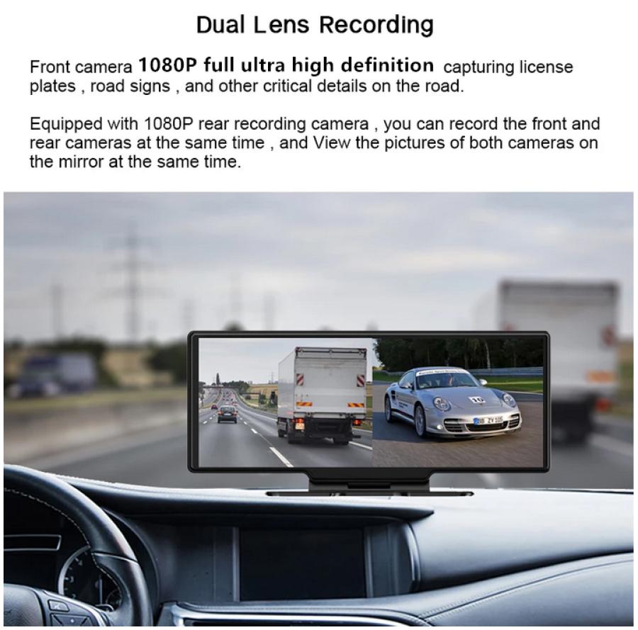 

10.26 1080P DVR+Camera Support For Carplay Andro Auto APP WiFi Bluetooth Player