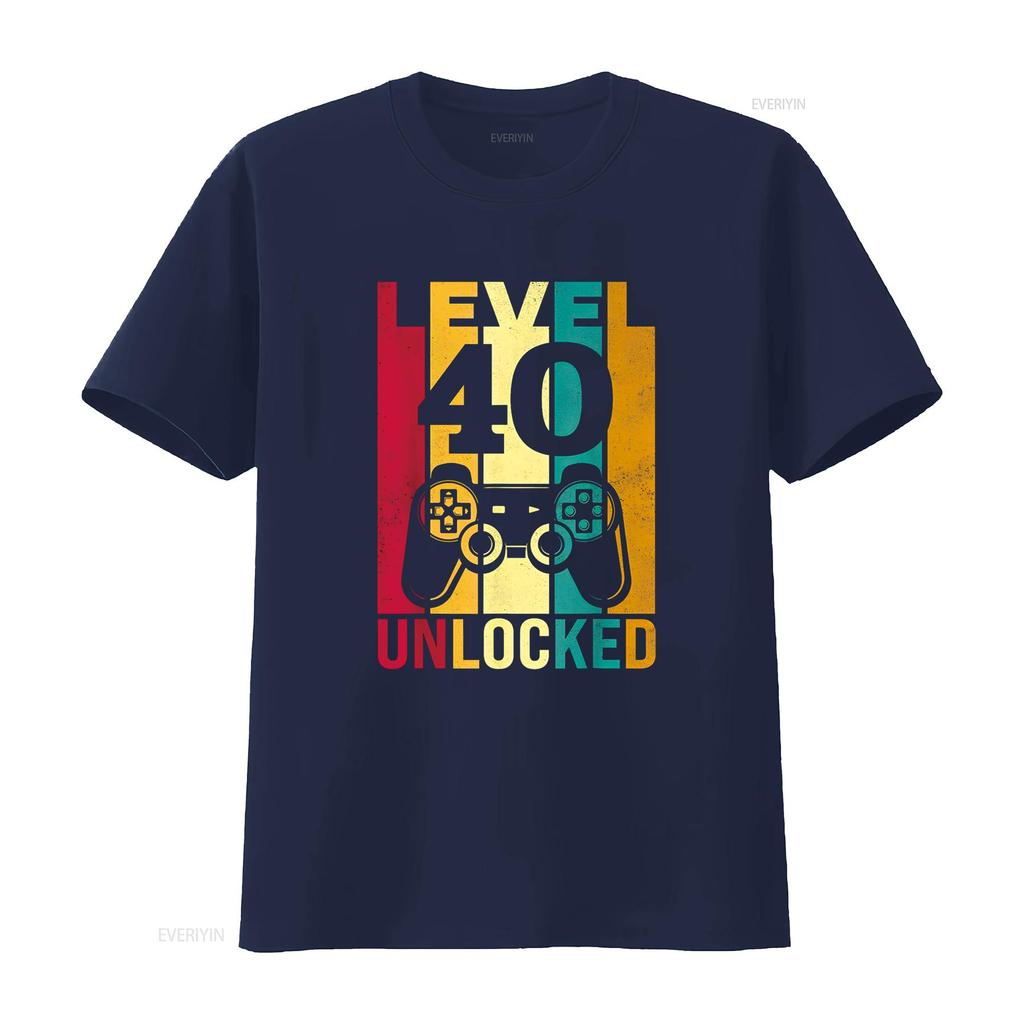 Funny Level 40 Unlocked Him Men BDay Turning 40th Birthday T Shirt vintage Washed Stylish fashion Unisex Comfortable homme