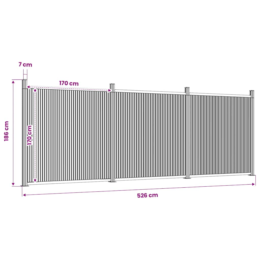 Fence Panel Gray 526 X 186 Cm WPC