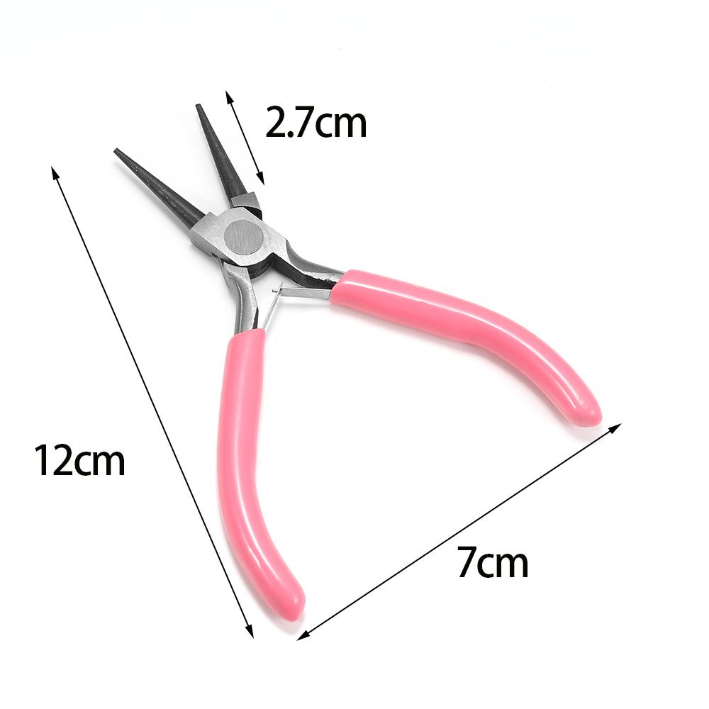 6 Style Pink Pliers Jewelry Making Tool Kits Mix Needle Spoon Tool Round Nose Plier Side Tweezers for Make DIY