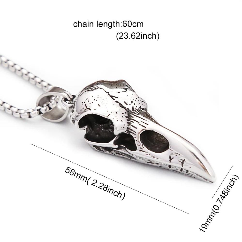 Kråkskalle Hänge Rostfritt Stål Halsband - Trendig Europeisk & Amerikansk Mode