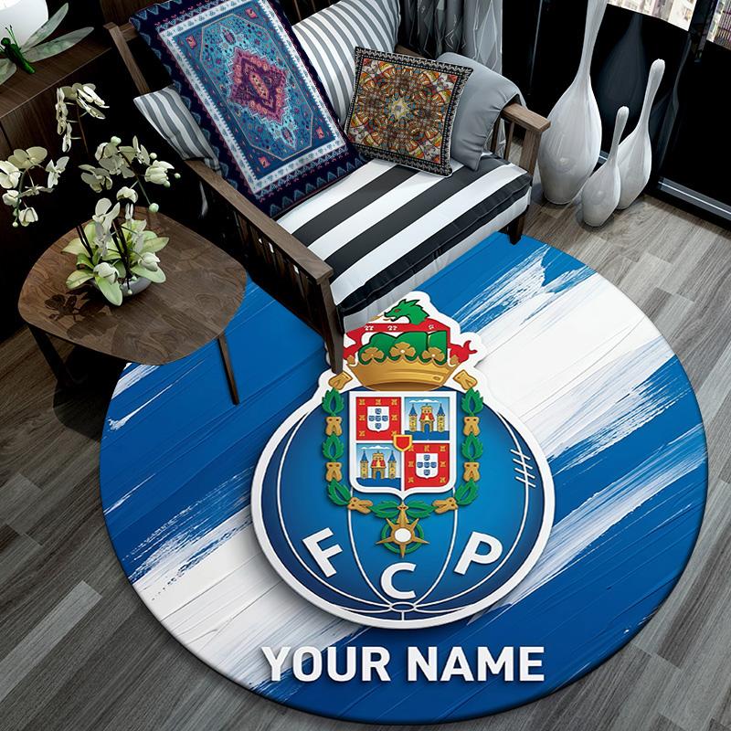 Custom Name Futebol Clube Do Porto2 Round Area Rug,Carpet Rug for Living Room Bedroom Sofa Playroom Decor,Non-slip Floor Mat