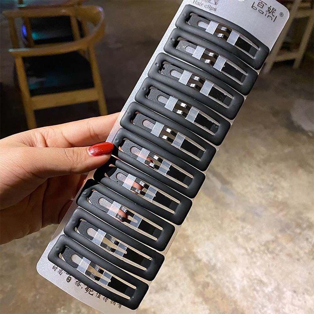 Matt Black Solid Color Makeup Hair Grip Hair Accessories Korean Headdress Hair Clips Hairpins Set Bangs Clip Black Barrettes
